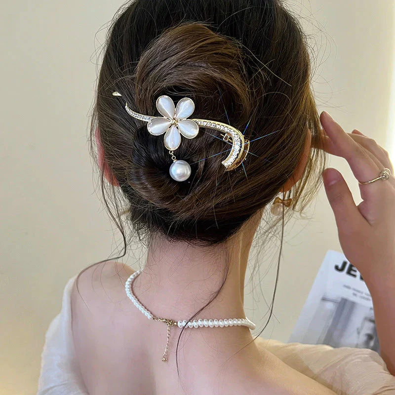 Coil Hair Pearl Arc Spring Hair Clip - Image 7