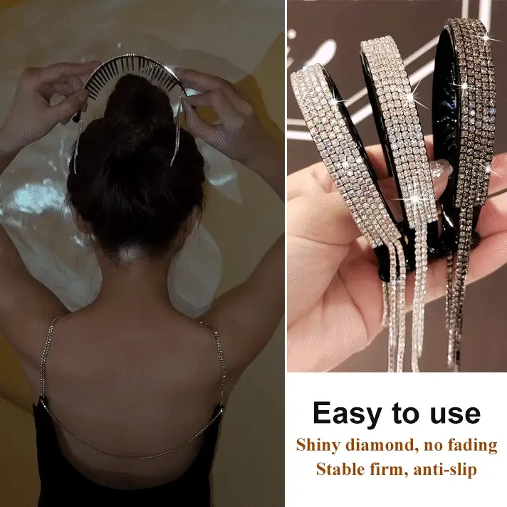 Star Sparkling Rhinestone Tassel Hair Clip - Image 2