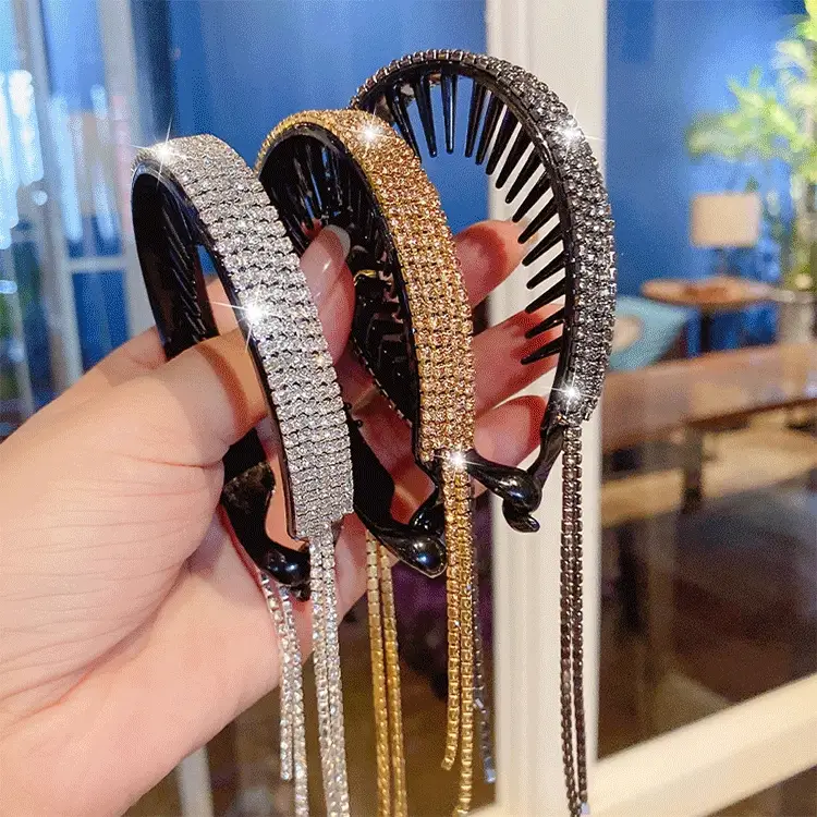 Star Sparkling Rhinestone Tassel Hair Clip - Image 4